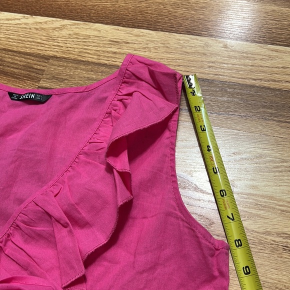 SHEIN Plunging Neck Ruffle Trim Bow Tie Front Top size L - Picture 7 of 14